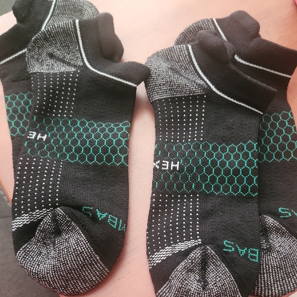 Bombas Athletic Socks Black and Green with Breathable Mesh